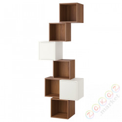 ⭐EKET⭐Комбинация навесных шкафов, орех/белый, 80x35x210 cm⭐ИКЕА-49490323