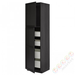 ⭐METOD / MAXIMERA⭐Шкаф, высота 2дверь/4лопата, черный/Lerhyttan черный морилка, 60x60x220 cm⭐ИКЕА-59459567