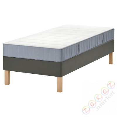 ⭐LYNGOR⭐Континентальная кровать, Vesteröy жесткий/светло-синий темно-серый, 90x200 cm⭐ИКЕА-59553131