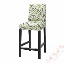 ⭐BERGMUND⭐Барный стул со спинкой, черный/Fågelfors разноцветный, 62 cm⭐ИКЕА-59419656