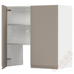 ⭐METOD⭐Шкаф okaнадa сполка/Drzс упражнениями, белый/Upplöv матciemnoбежевый, 80x80 cm⭐ИКЕА-69504357