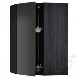 ⭐METOD⭐Шкаф навесной угловой с каруселью, черный/Nickebo матантрацит, 68x100 cm⭐ИКЕА-49499012