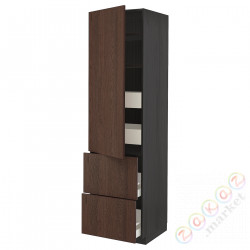 ⭐METOD / MAXIMERA⭐H пополам/4 шу/Drz/2 fr, черный/Sinarp коричневый, 60x60x220 cm⭐ИКЕА-89405870