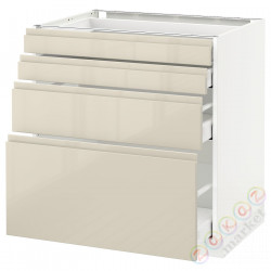 ⭐METOD / MAXIMERA⭐Бывший 4 пт/4шу, белый/Voxtorpглянцевый светло-бежевый, 80x60 cm⭐ИКЕА-09143434