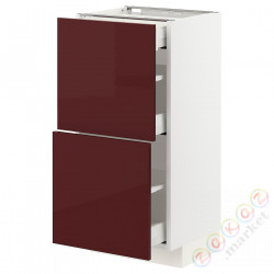 ⭐METOD / MAXIMERA⭐Sсstj 2fr/3шу, белый Kallarp/темно-красно-коричневый блеск, 40x37 cm⭐ИКЕА-09327621