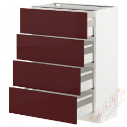 ⭐METOD / MAXIMERA⭐Бывший 4 пт/4шу, белый Kallarp/темно-красно-коричневый блеск, 60x37 cm⭐ИКЕА-19327531