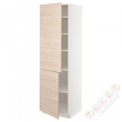 ⭐METOD⭐Высокий шкаф с полками/2Drz, белый/Askersund яркий узор ясеня, 60x60x200 cm⭐ИКЕА-79466109