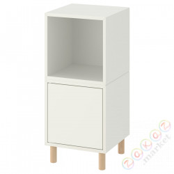 ⭐EKET⭐Комбинация шкафов с ножками, белый/дерево, 35x35x80 cm⭐ИКЕА-79386075