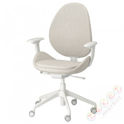 ⭐HATTEFJALL⭐Офисный стул с подлокотниками, Gunnared бежевый/белый⭐ИКЕА-60538955