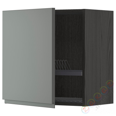 ⭐METOD⭐Навесной шкаф с сушилкой для посуды, черный/Voxtorpтемно-серый, 60x60 cm⭐ИКЕА-99465745