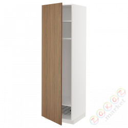 ⭐METOD⭐Высокий шкаф, полки/докторuciany, белый/Tistorp подражаниеacja коричневыйowego орехa, 60x60x200 cm⭐ИКЕА-39519336