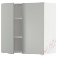 ⭐METOD⭐Навесной шкаф с полками/2 дверь, белый/Havstorp светло-серый, 80x80 cm⭐ИКЕА-39538405