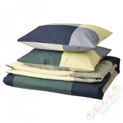 ⭐BRUNKRISSLA⭐Poszwa na kołdrę i 2 posвызовki, зеленый/разноцветный, 200x200/50x60 cm⭐ИКЕА-30554796