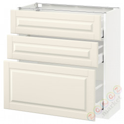 ⭐METOD / MAXIMERA⭐Напольный шкаф с 3 ящики, белый/Bodbyn сливочный, 80x37 cm⭐ИКЕА-79052190