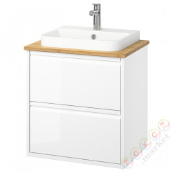 ⭐ANGSJON / BACKSJON⭐Sзаf umyw сящики/umyw/bateria, глянцевый белый/бамбук, 62x49x71 cm⭐ИКЕА-89521049