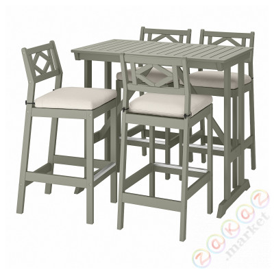 ⭐BONDHOLMEN⭐Барный стол + 4 барный стул, серое пятно/Frösön/Дувхольмен бежевый⭐ИКЕА-89412984