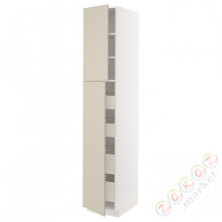 ⭐METOD / MAXIMERA⭐Шкаф, высота 2дверь/4лопата, белый/Havstorp бежевый, 40x60x220 cm⭐ИКЕА-09460846