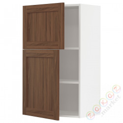 ⭐METOD⭐Навесной шкаф с полками/2 дверь, белый Enköping/коричневый орех, 60x100 cm⭐ИКЕА-09475112