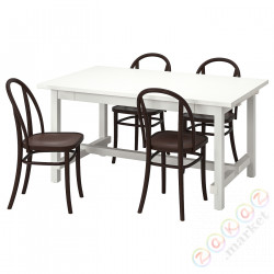 ⭐NORDVIKEN / SKOGSBO⭐Таблица и 4 стулья, белый/темно коричневый, 152/223 cm⭐ИКЕА-99528210