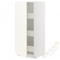 ⭐METOD / MAXIMERA⭐Высокий шкаф с ящики, белый/Vallstena белый, 60x60x140 cm⭐ИКЕА-49507413