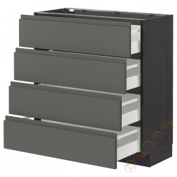 ⭐METOD / MAXIMERA⭐Бывший 4 пт/4шу, черный/Voxtorpтемно-серый, 80x37 cm⭐ИКЕА-39310921