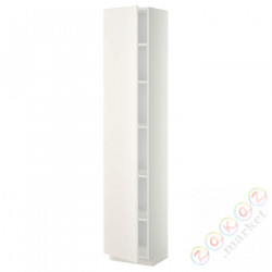 ⭐METOD⭐Высокий шкаф/полки, белый/Веддинге белый, 40x37x200 cm⭐ИКЕА-99455039