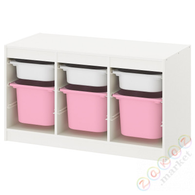 ⭐TROFAST⭐Книжный шкаф с контейнерами, белый белый/розовый, 99x44x56 cm⭐ИКЕА-89335504