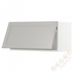 ⭐METOD⭐Шкаф навесной горизонтальный с кнопкой открывания, белый/Lerhyttan светло-серый, 80x40 cm⭐ИКЕА-09394465