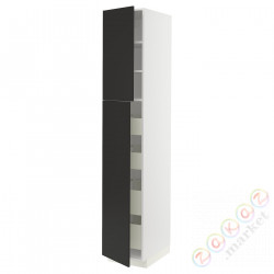 ⭐METOD / MAXIMERA⭐Шкаф, высота 2дверь/4лопата, белый/Nickebo матантрацит, 40x60x220 cm⭐ИКЕА-79498921