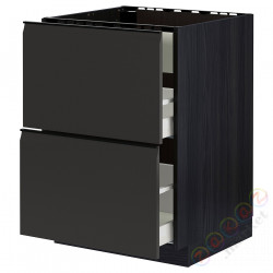 ⭐METOD / MAXIMERA⭐Постоянный шкаф/капюшон zint. с ящиками, черный/Upplöv матантрацит, 60x60 cm⭐ИКЕА-09495313