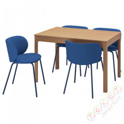 ⭐EKEDALEN / KRYLBO⭐Таблица и 4 стулья, дуб/Tonerud синий, 120/180 cm⭐ИКЕА-89536343