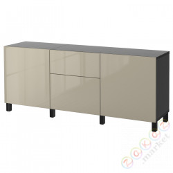 ⭐BESTA⭐Сочетание с ящики, Черно-коричневый/Selsviken/Глянцевый Stubbarpбез, 180x42x74 cm⭐ИКЕА-79412692