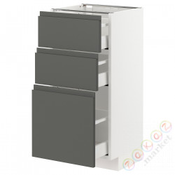 ⭐METOD / MAXIMERA⭐Напольный шкаф с 3 ящики, белый/Voxtorpтемно-серый, 40x37 cm⭐ИКЕА-29310342