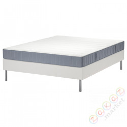 ⭐LYNGOR⭐Континентальная кровать, Vesteröy средняя твердость/jasnoсиний белый, 160x200 cm⭐ИКЕА-39553250
