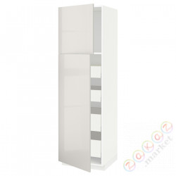 ⭐METOD / MAXIMERA⭐Шкаф, высота 2дверь/4лопата, белый/Ringhult светло-серый, 60x60x200 cm⭐ИКЕА-79464704