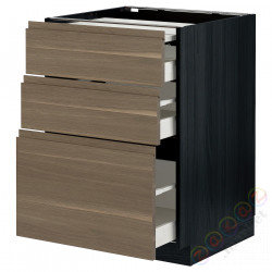 ⭐METOD / MAXIMERA⭐Кабинет ул. сwysuwanym blatem/3шу, черный/Орех Voxtorp, 60x60 cm⭐ИКЕА-99433924
