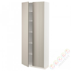 ⭐METOD⭐Высокий шкаф/полки, белый/Stensund бежевый, 80x37x200 cm⭐ИКЕА-19456306