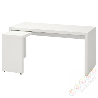 ⭐MALM⭐Письменный стол с выдвижной панелью, белый, 151x65 cm⭐ИКЕА-70214192
