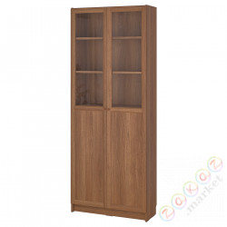 ⭐BILLY / OXBERG⭐Книжная полка пара Drzв панелях/стаканan, коричневый орех, 80x30x202 cm⭐ИКЕА-69483326