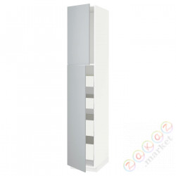 ⭐METOD / MAXIMERA⭐Шкаф, высота 2дверь/4лопата, белый/Veddinge Серый, 40x60x220 cm⭐ИКЕА-69459576