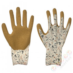 ⭐DAKSJUS⭐Rękawice сад, w drobny шаблон roślinny белый с оттенком/żółtoкоричневый, M⭐ИКЕА-00567088
