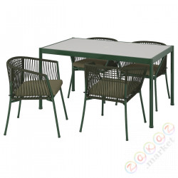 ⭐SEGERON⭐Стол + 4 стулья с подлокотникамиietnikami, за пределами темно-зеленый/Frösön/Duvholmen темно-бежевыйowo-зеленый, 147 cm⭐ИКЕА-79494843