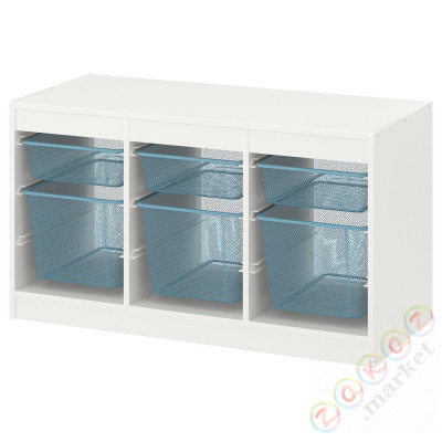 ⭐TROFAST⭐Книжный шкаф с контейнерами, белый/серо-голубой, 99x44x56 cm⭐ИКЕА-49479839