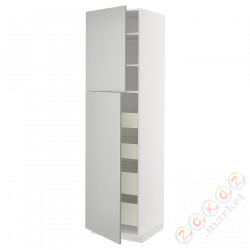 ⭐METOD / MAXIMERA⭐Шкаф, высота 2дверь/4лопата, белый/Havstorp светло-серый, 60x60x220 cm⭐ИКЕА-49539027