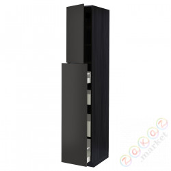 ⭐METOD / MAXIMERA⭐Sза wys сwys 4шу/1Drz/2половина, черный/Nickebo матантрацит, 40x60x220 cm⭐ИКЕА-09497487