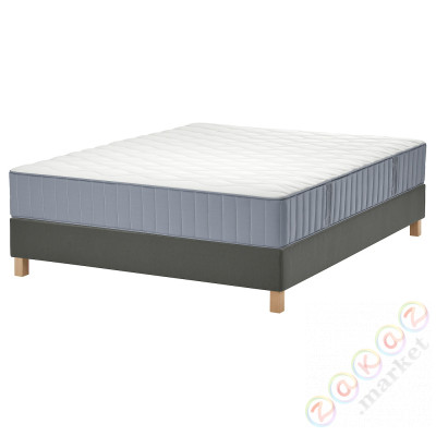 ⭐LYNGOR⭐Континентальная кровать, Вогстранда средней твердости/светло-синий темно-серый, 180x200 cm⭐ИКЕА-99553761