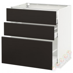 ⭐METOD / MAXIMERA⭐Напольный шкаф с 3 ящики, белый/Кунгсбака антрацит, 80x60 cm⭐ИКЕА-79212023