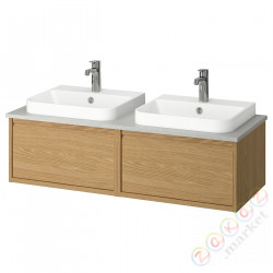 ⭐ANGSJON / BACKSJON⭐Тумба под умывальник/umywalki/baterie, подражание. дуб/Серый имитация камня, 122x49x41 cm⭐ИКЕА-09528605