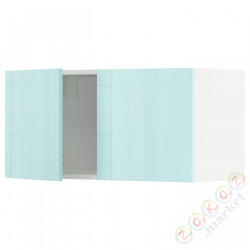 ⭐METOD⭐настенный шкаф/2 дверь, белый Järsta/блеск светло-бирюзовый, 80x40 cm⭐ИКЕА-99457038