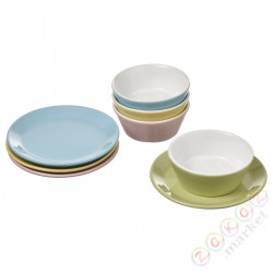 ⭐DUKTIG⭐Zabawkowy serwis 8 talerzy/miморской узел, разные цвета⭐ИКЕА-60490251